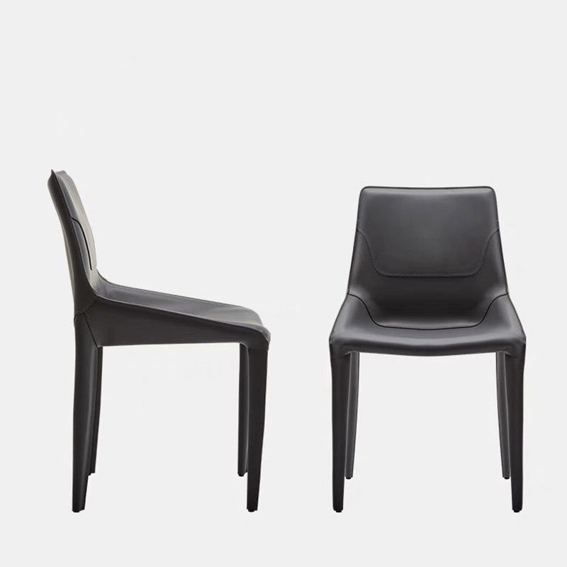 Minimalist Steel Saddle Leather Dining Chair