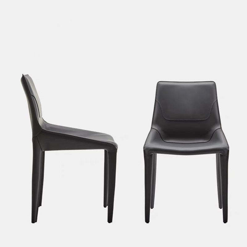 Minimalist Steel Saddle Leather Dining Chair