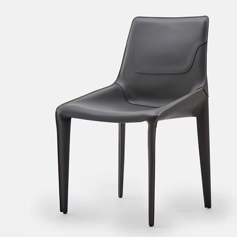 Minimalist Steel Saddle Leather Dining Chair