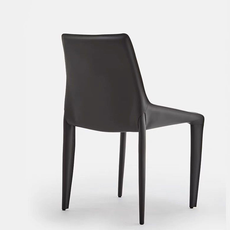 Minimalist Steel Saddle Leather Dining Chair