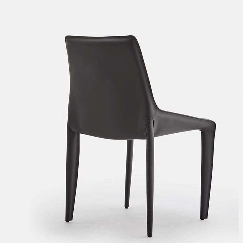 Minimalist Steel Saddle Leather Dining Chair
