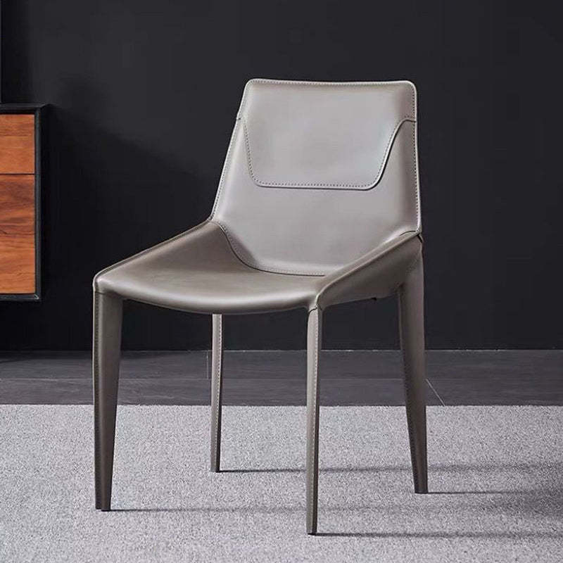 Minimalist Steel Saddle Leather Dining Chair