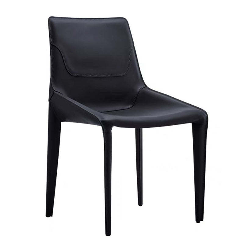 Minimalist Steel Saddle Leather Dining Chair