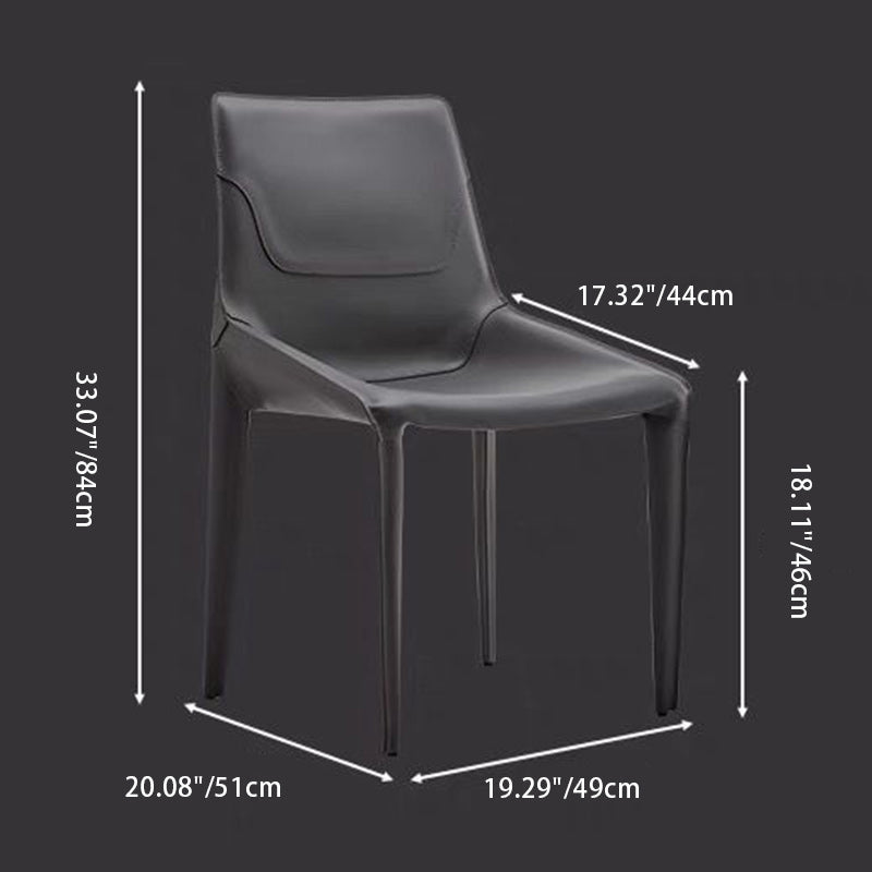 Minimalist Steel Saddle Leather Dining Chair — Gray