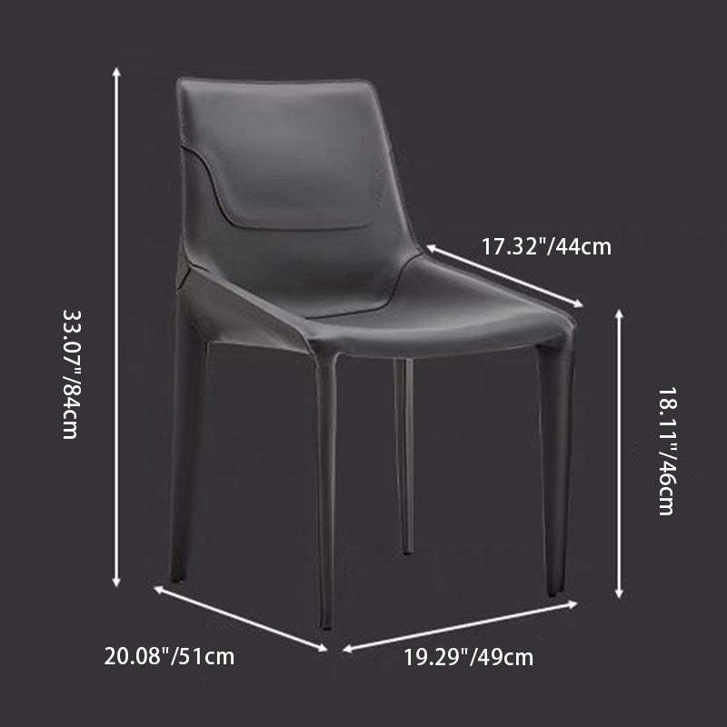 Minimalist Steel Saddle Leather Dining Chair — Gray