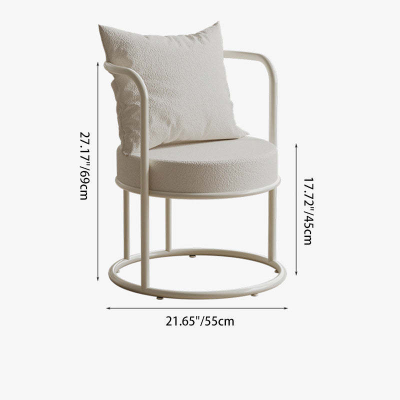 Modern Round Lambswool Iron Vanity Armchair