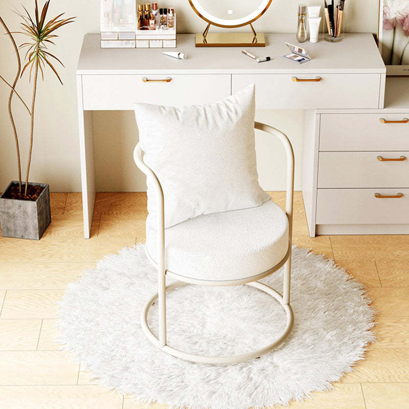 Modern Round Lambswool Iron Vanity Armchair
