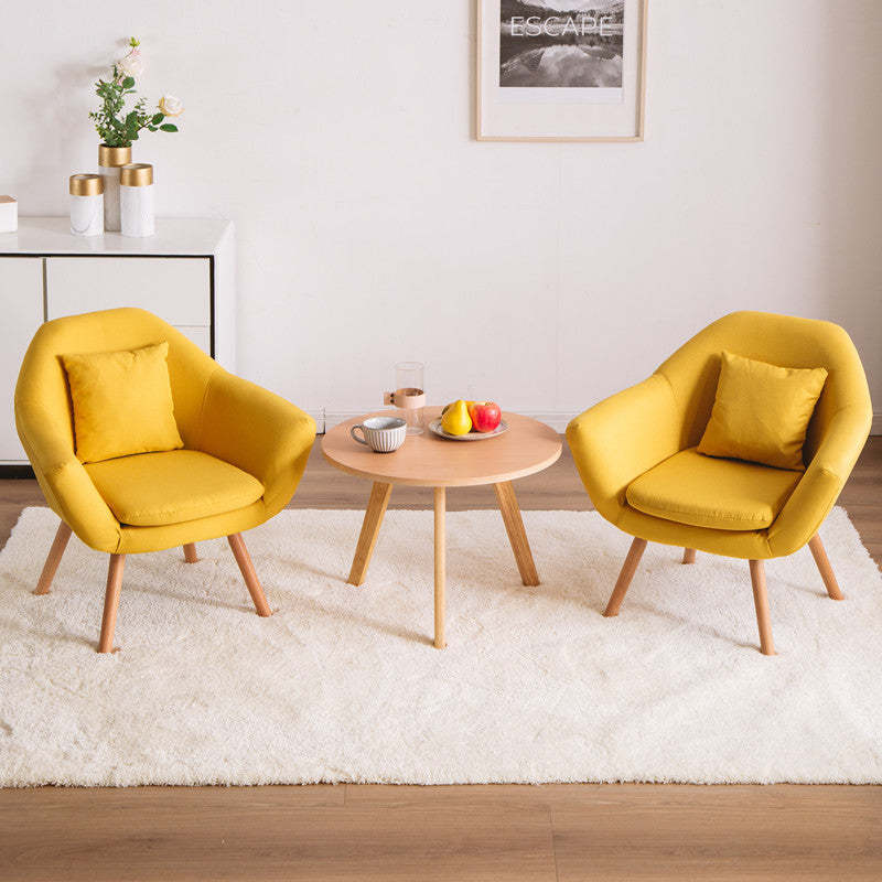 Nordic Cotton Wood Sofa with Armrest — Peacock Blue