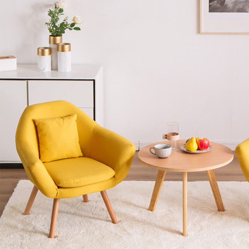 Nordic Cotton Wood Sofa with Armrest — Yellow