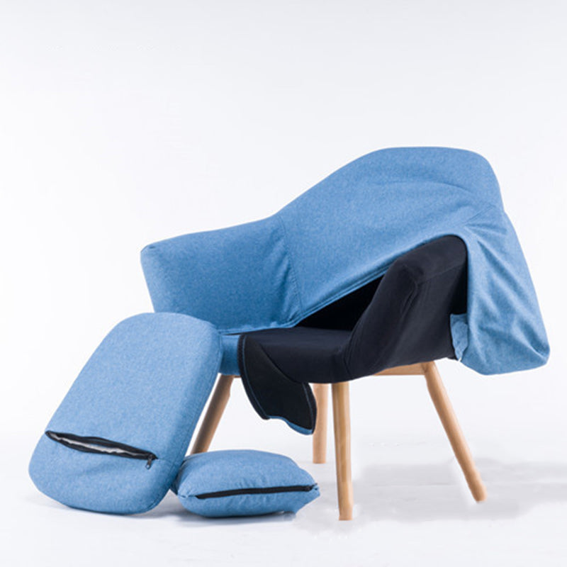 Nordic Cotton Wood Sofa with Armrest — Blue