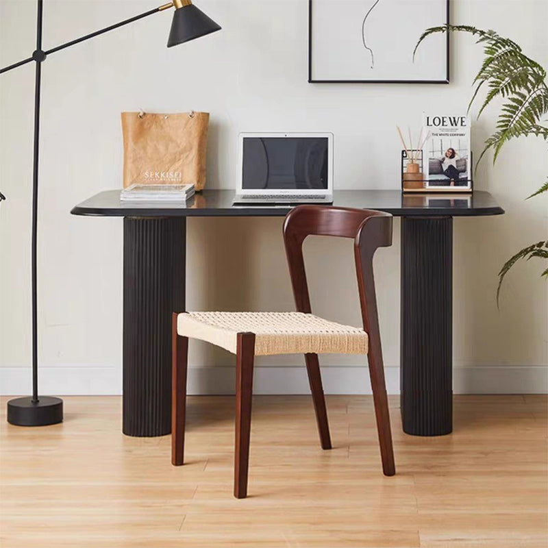 Scandinavian Rope Rubberwood Dining Chair — Black