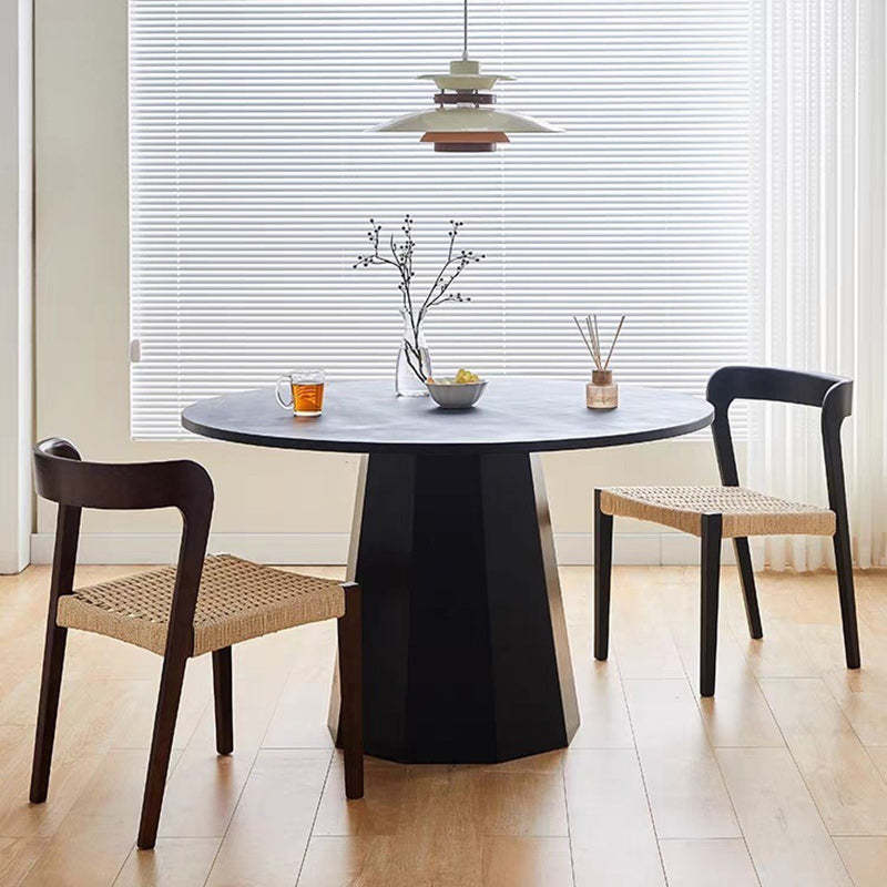 Scandinavian Rope Rubberwood Dining Chair — Walnut Color