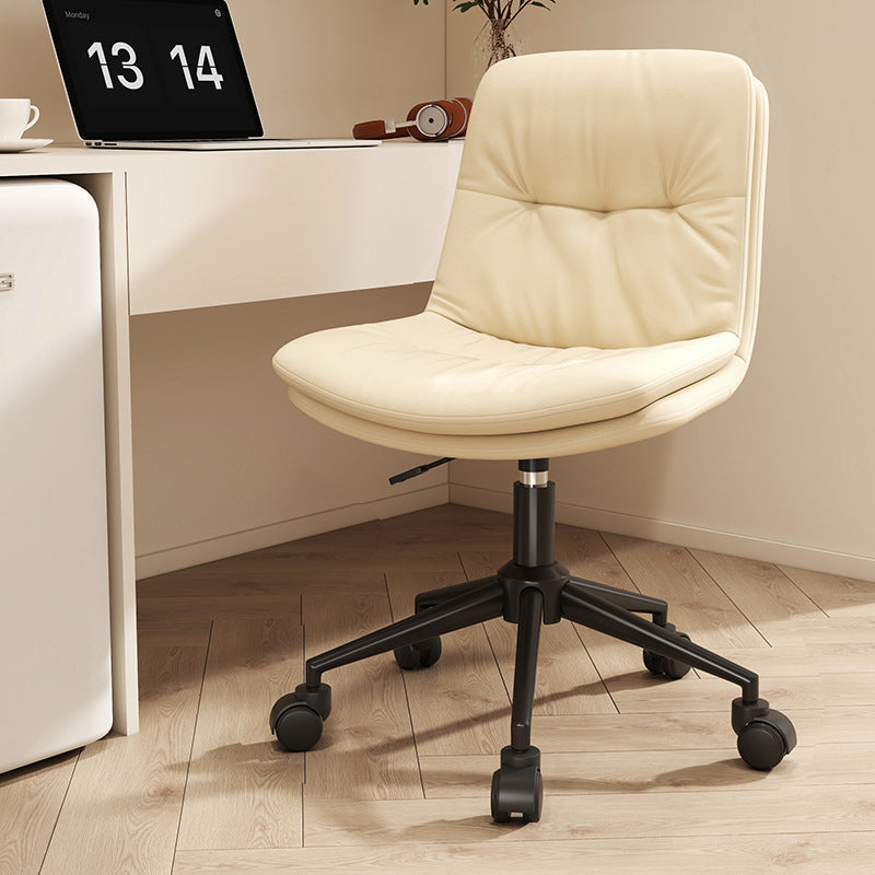 Nordic Leather Steel Desk Chair - Off-White