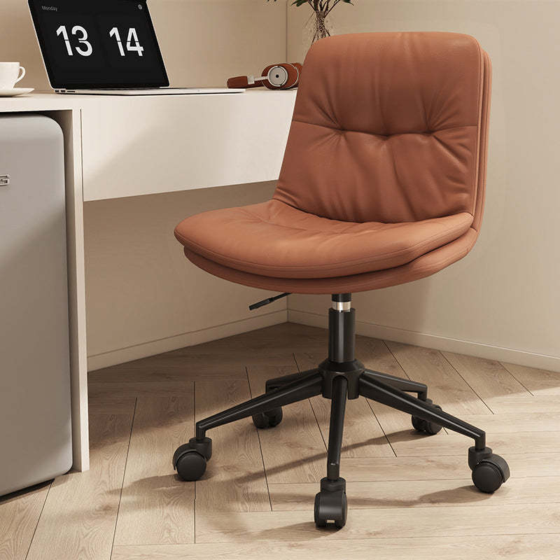 Nordic Leather Steel Desk Chair — Brown