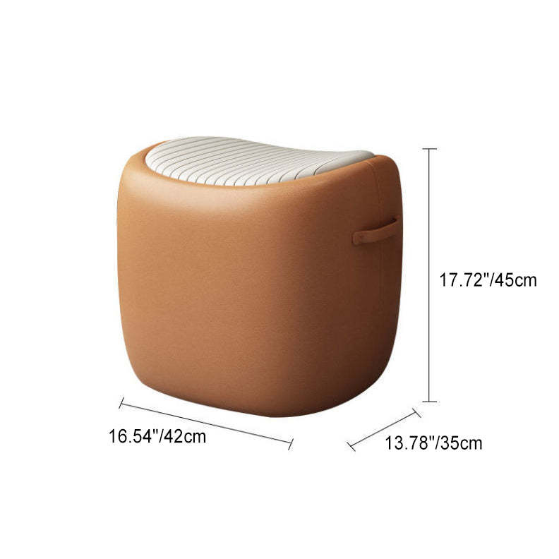 Scandinavian Wood Leather Footstool