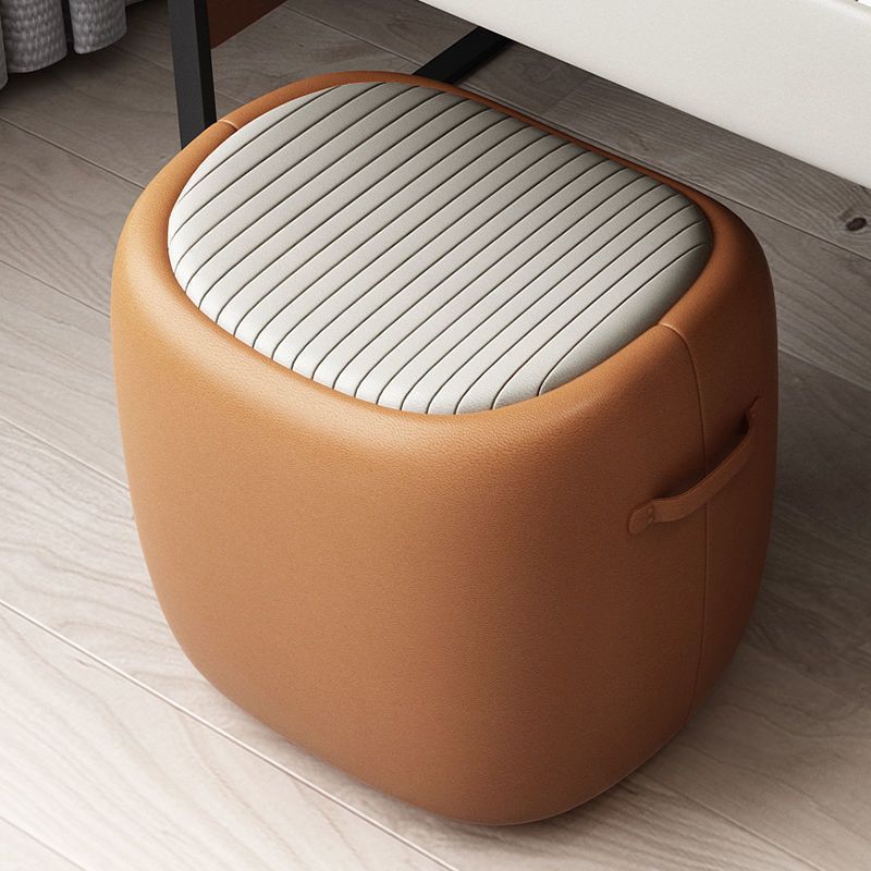 Scandinavian Wood Leather Footstool