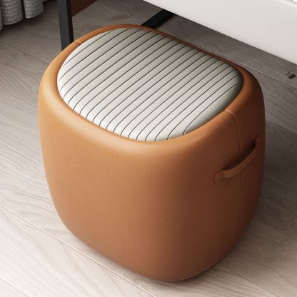 Scandinavian Wood Leather Footstool