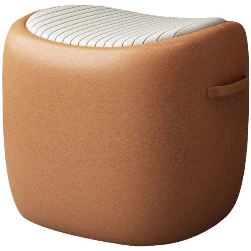 Scandinavian Wood Leather Footstool