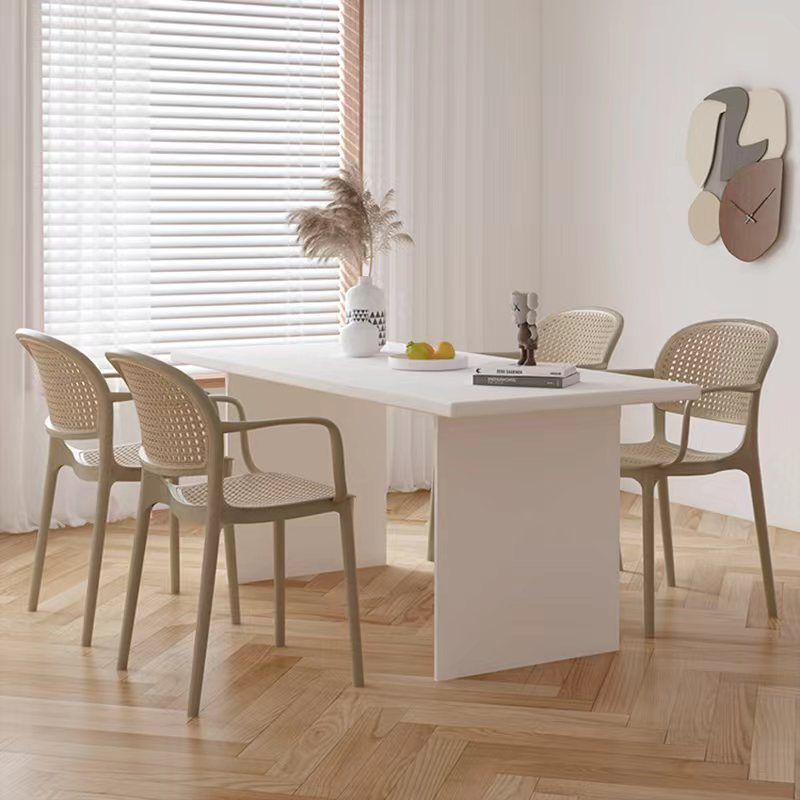 Rattan Plastic Dining Chair — Black