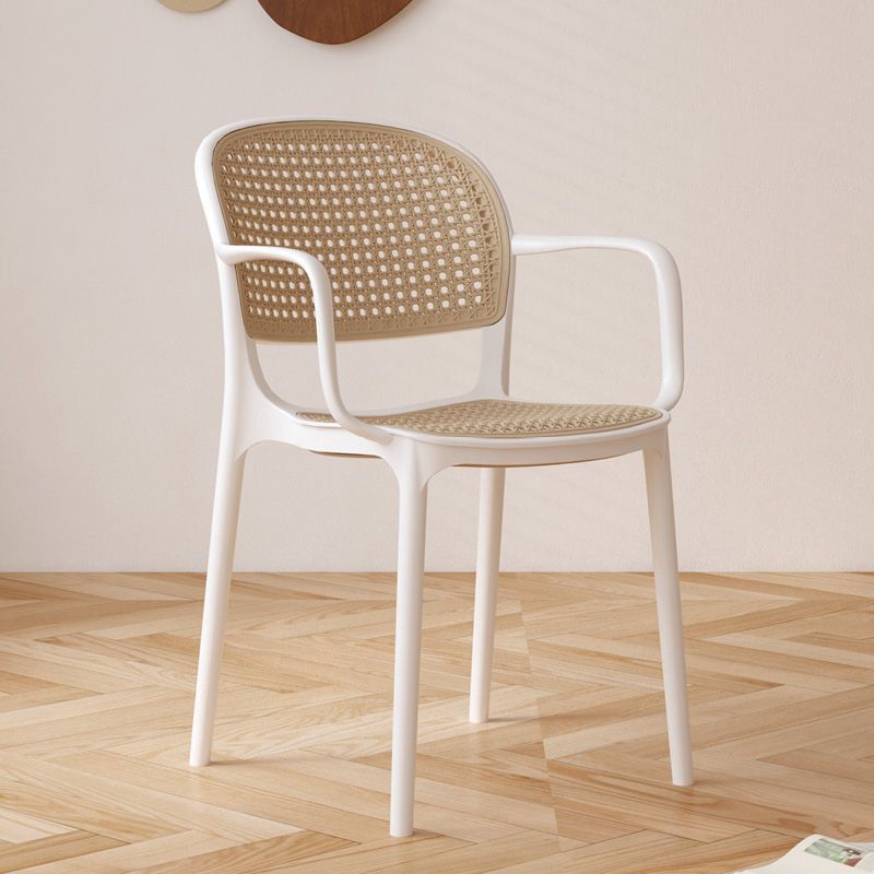 White rattan dining chairs & benches for living room