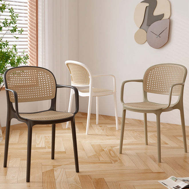 Rattan Plastic Dining Chair — White