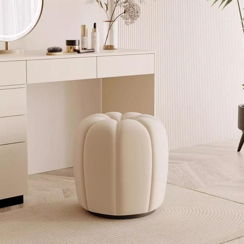 Scandinavian Pumpkin Flannel Wood Vanity Stool Backless