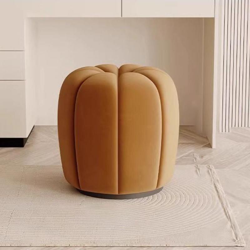Scandinavian Pumpkin Flannel Wood Vanity Stool Backless