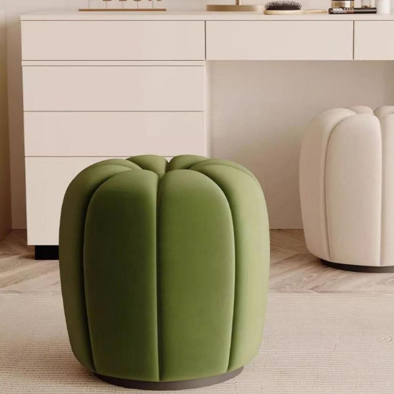 Scandinavian Pumpkin Flannel Wood Vanity Stool Backless