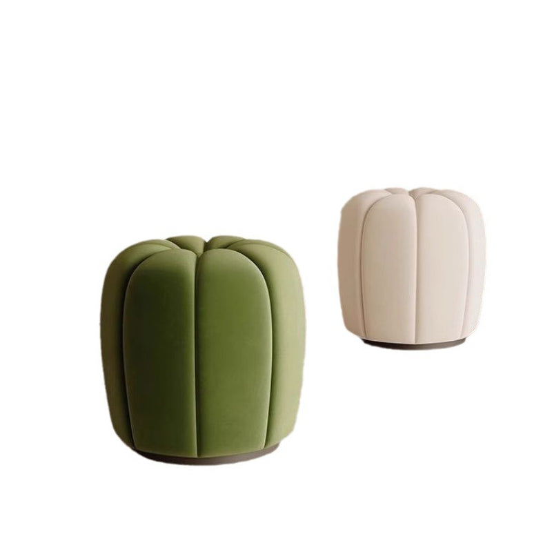 Scandinavian Pumpkin Flannel Wood Vanity Stool Backless
