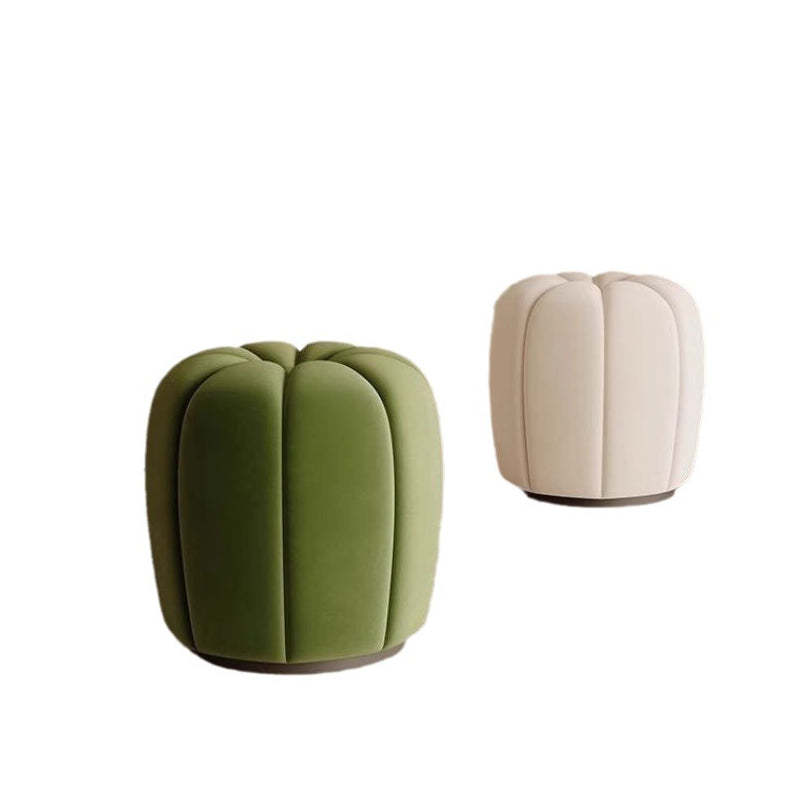 Scandinavian Pumpkin Flannel Wood Vanity Stool Backless