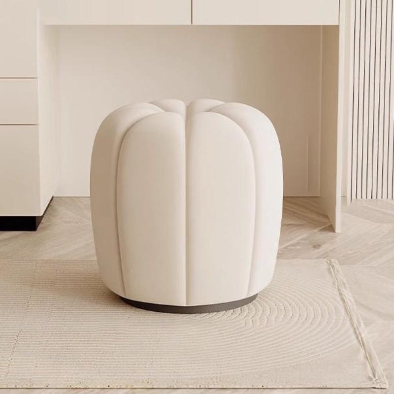 Scandinavian Pumpkin Flannel Wood Vanity Stool Backless