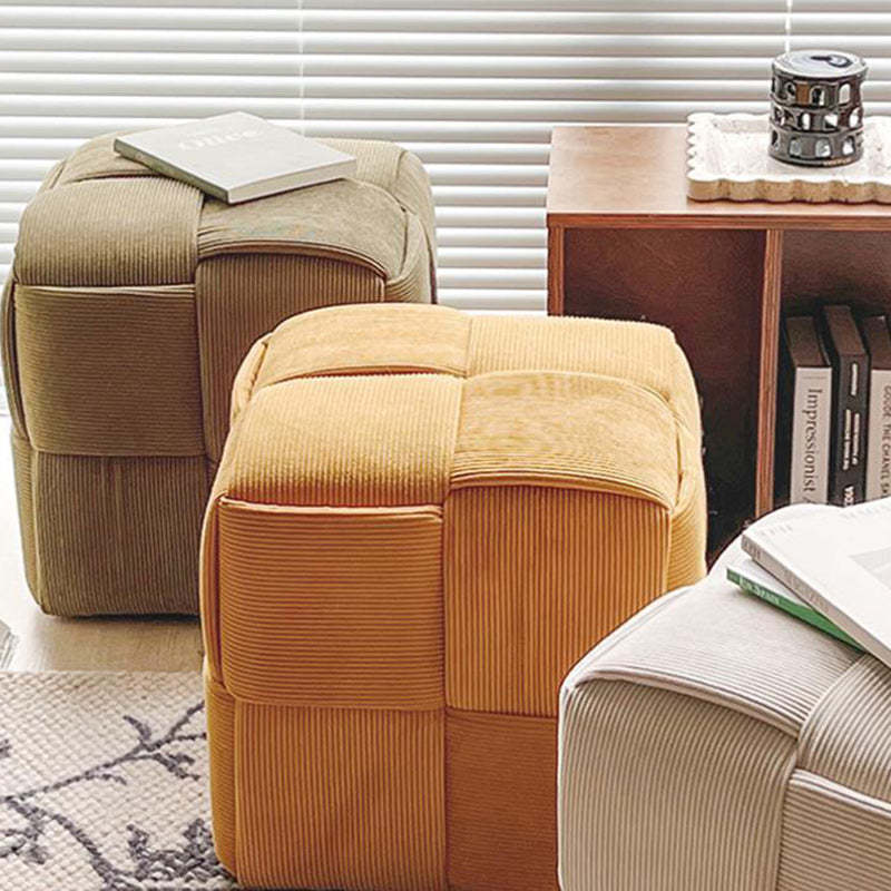 Nordic Corduroy Wood Footstool
