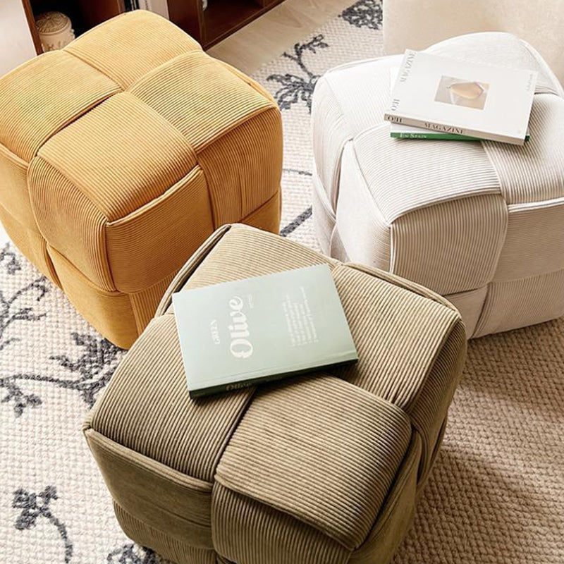 Nordic Corduroy Wood Footstool