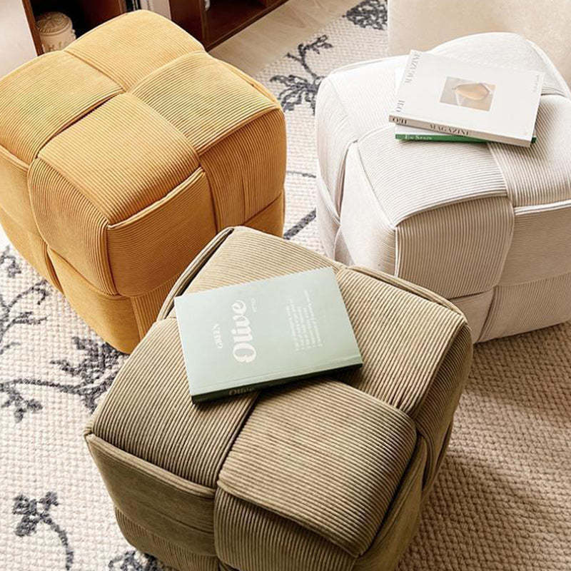 Nordic Corduroy Wood Footstool