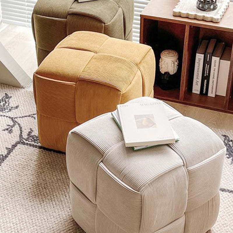 Nordic Corduroy Wood Footstool