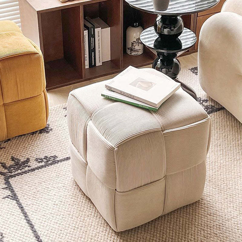 Nordic Corduroy Wood Footstool