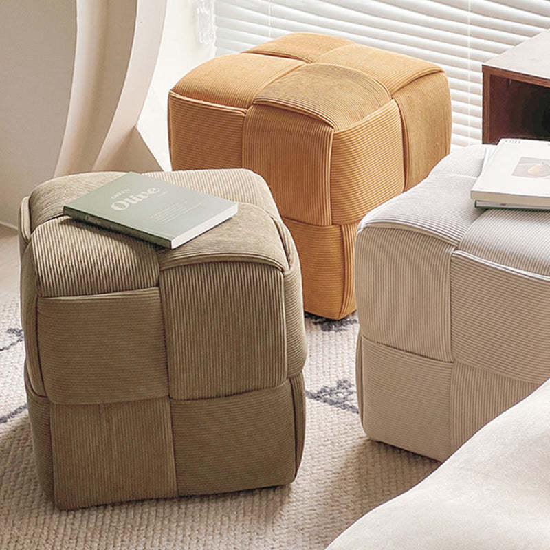 Nordic Corduroy Wood Footstool