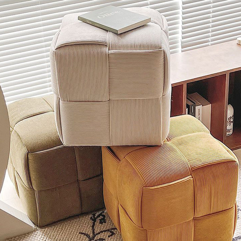 Nordic Corduroy Wood Footstool