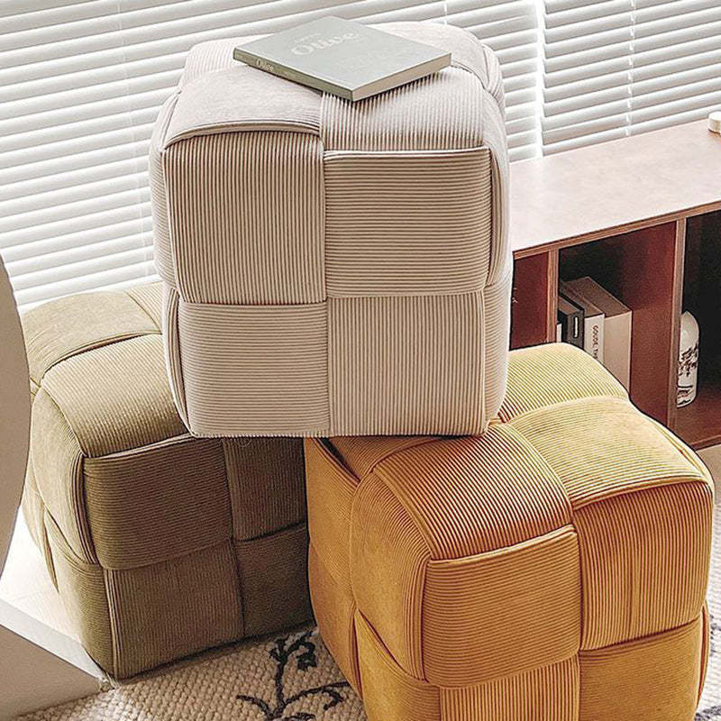 Nordic Corduroy Wood Footstool