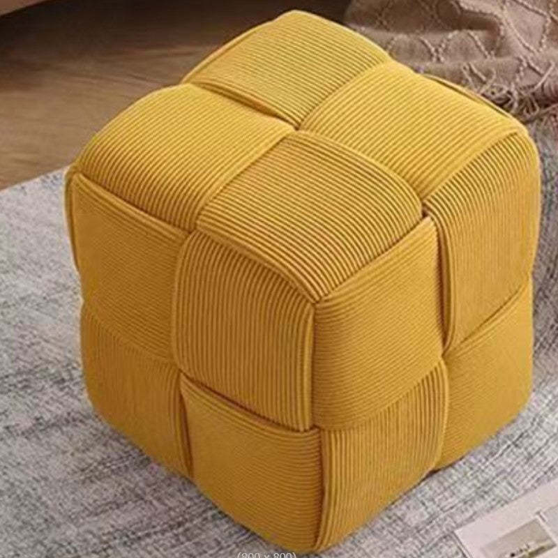 Nordic Corduroy Wood Footstool