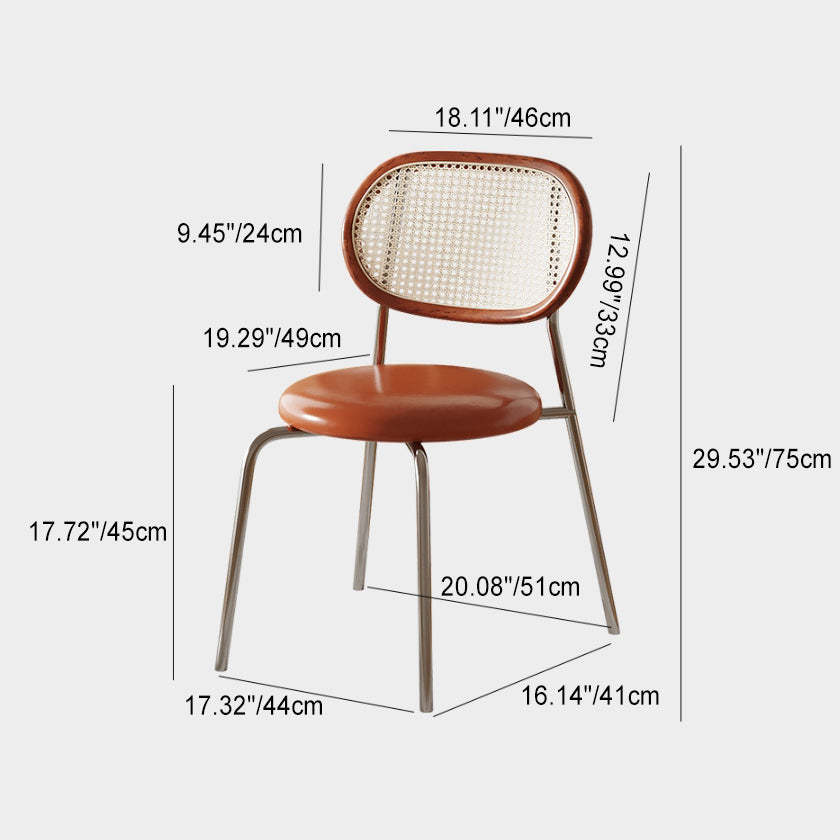 Boho Leather Rattan Steel Dining Chair