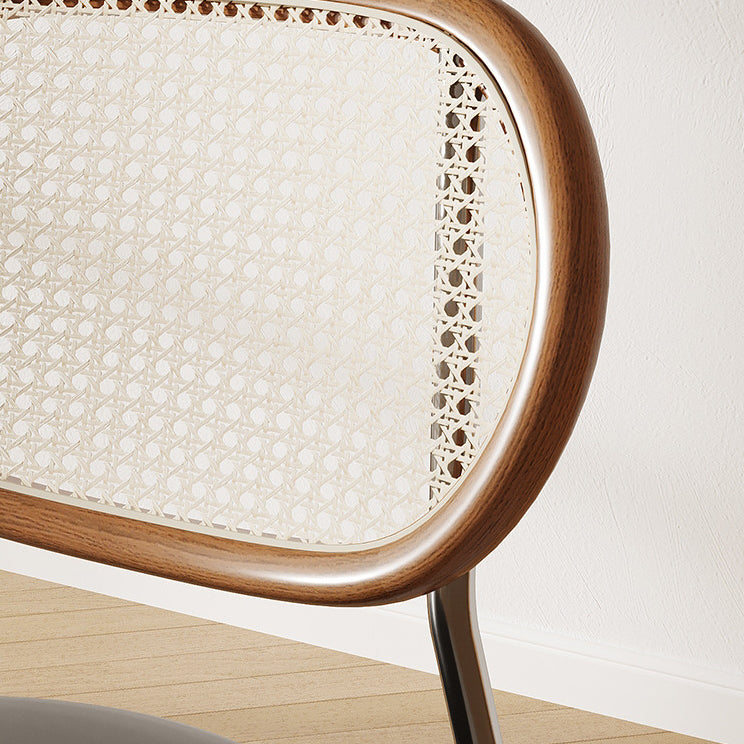 Boho Leather Rattan Steel Dining Chair
