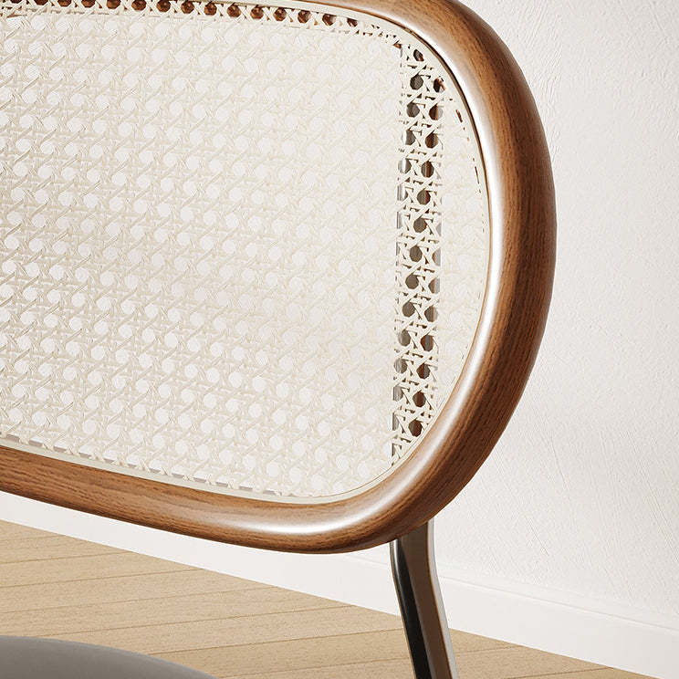 Boho Leather Rattan Steel Dining Chair