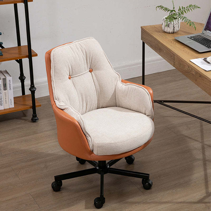 Modern Fabric Leather Steel Desk Armchair — Light Green