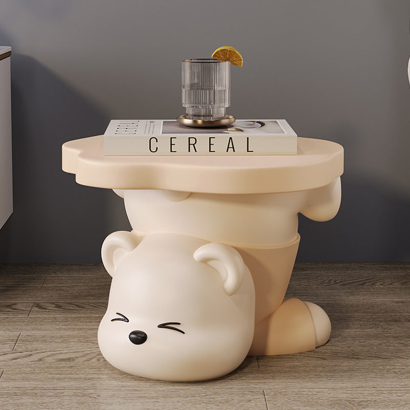 Bear Resin Footstool — Milk Coffee Color