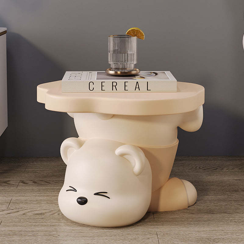 Bear Resin Footstool — Milk Coffee Color