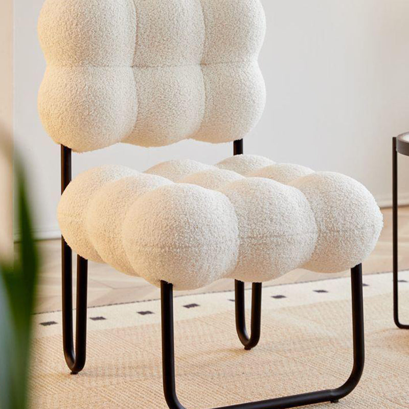 Modern Cream Coil Velvet Steel Vanity Stool