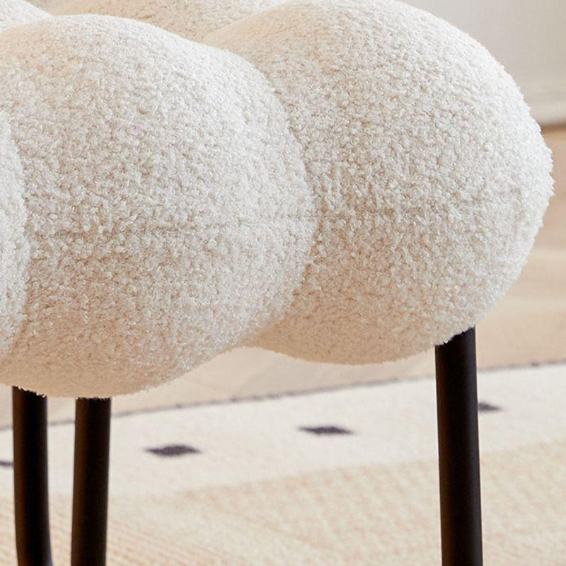 Modern Cream Coil Velvet Steel Vanity Stool