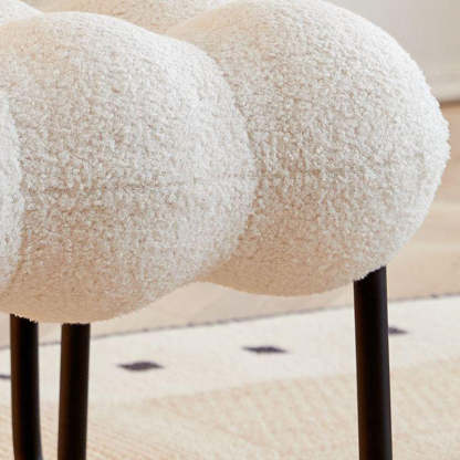 Modern Cream Coil Velvet Steel Vanity Stool