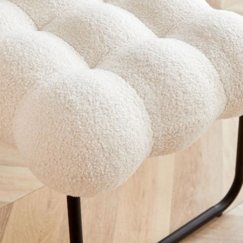Modern Cream Coil Velvet Steel Vanity Stool